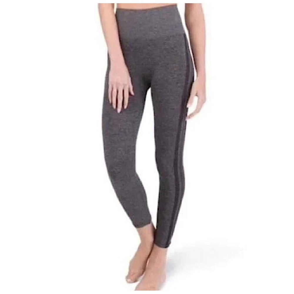 SPANX ASSETS Dark Heather Gray Side Stripe Athleisure Leggings Women's Size M